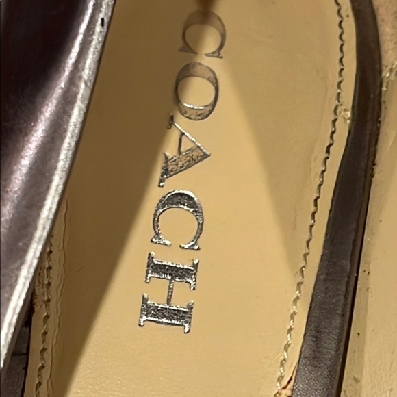 Coach Silver and Black Kitten Heels with Bow - Picture 2 of 16